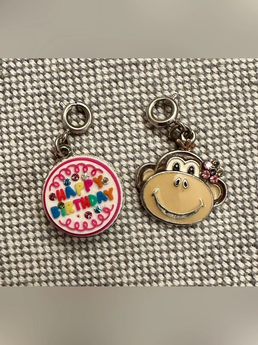 Set of 2 Kids Charms- Happy Birthday/ Monkey
